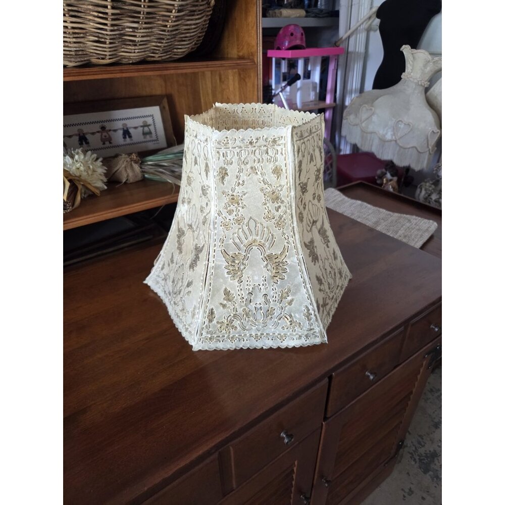 Vintage Rawhide Lampshade Hand-Sewn Panels Western Rustic Spanish Revival